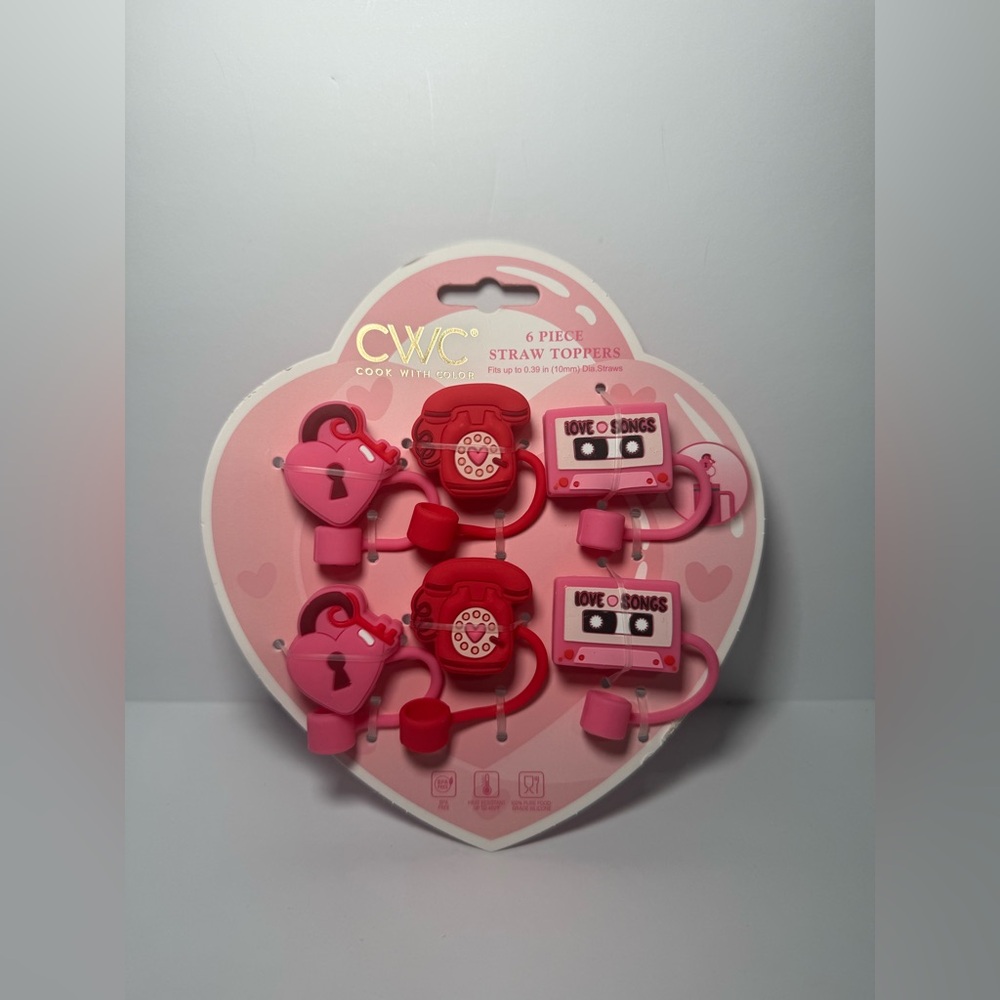 Cook With Color (CWC) Valentine's Straw Toppers Covers BNWT | 6 DIFFERENT SETS! - Picture 8 of 8